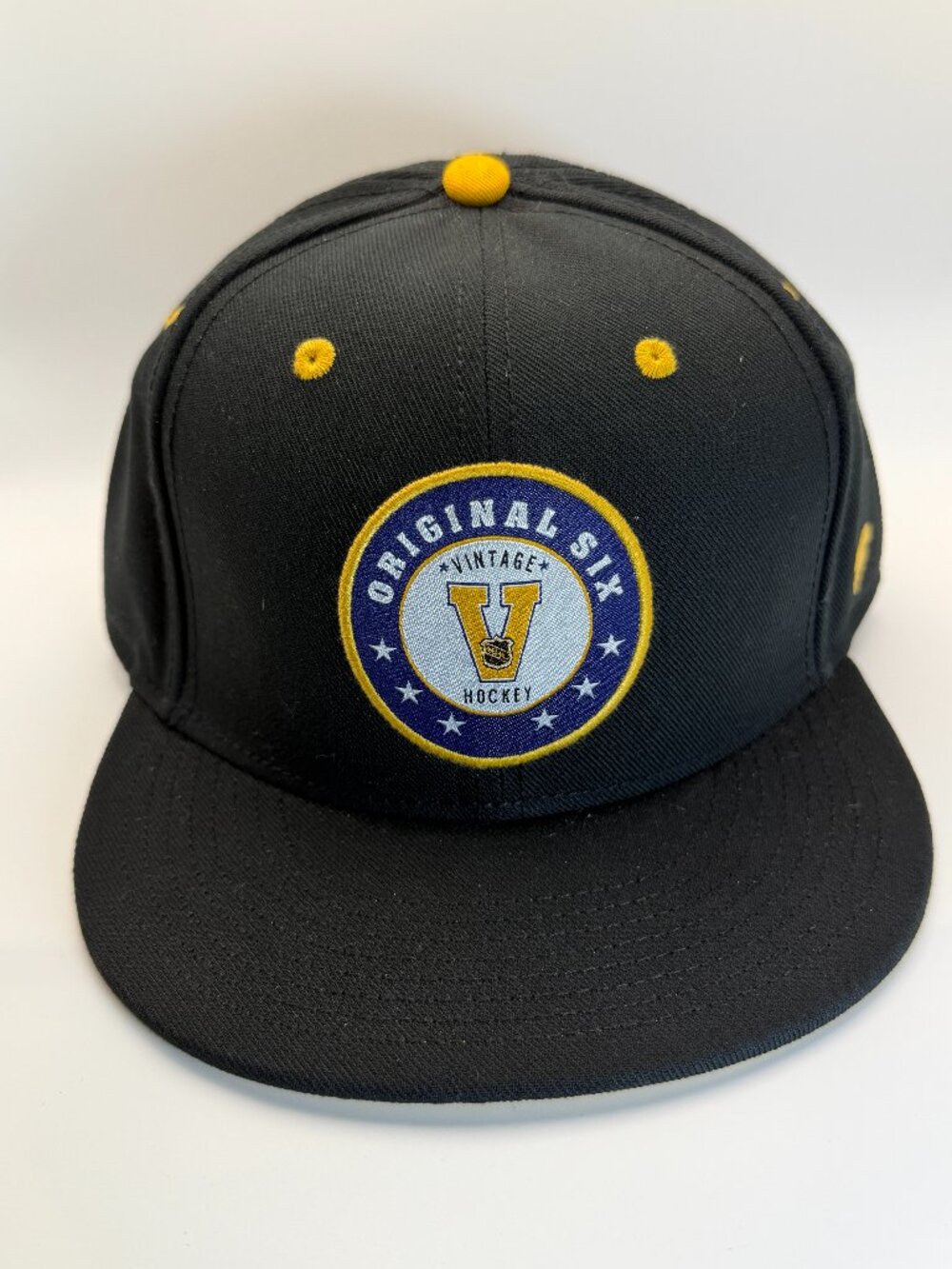 Fanatics Original Six Vintage Hockey Hats Black Yellow Fitted 7 3/8 Snapback